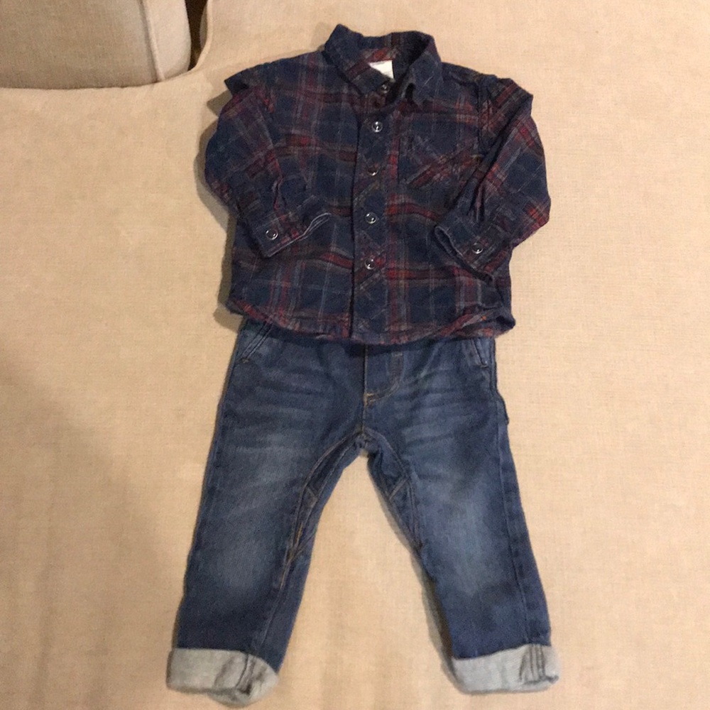 Genuine Kids from Oshkosh Baby Boy 2pc outfit Shirt and Jeans